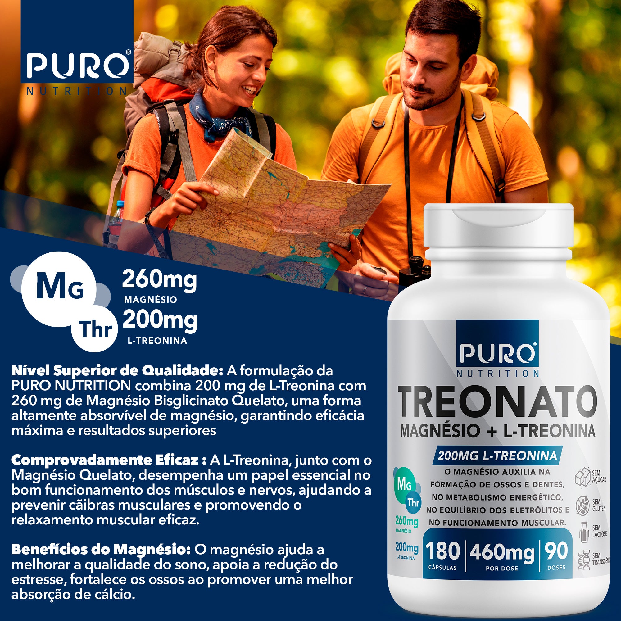 TREONATO MAGNÉSIO + L-TREONINA 460mg | 180 Cápsulas