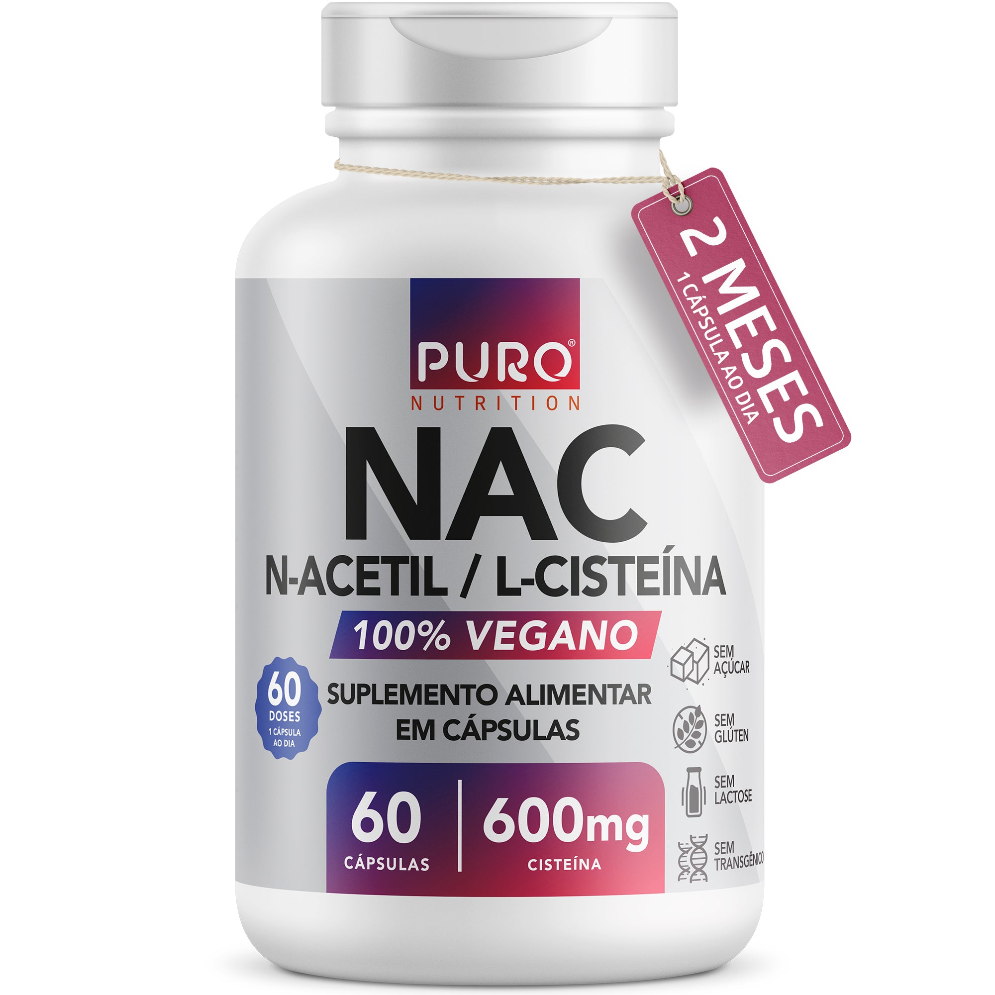 NAC N-Acetil L-Cisteína 600mg | 60 Cápsulas | Suplemento Vegano