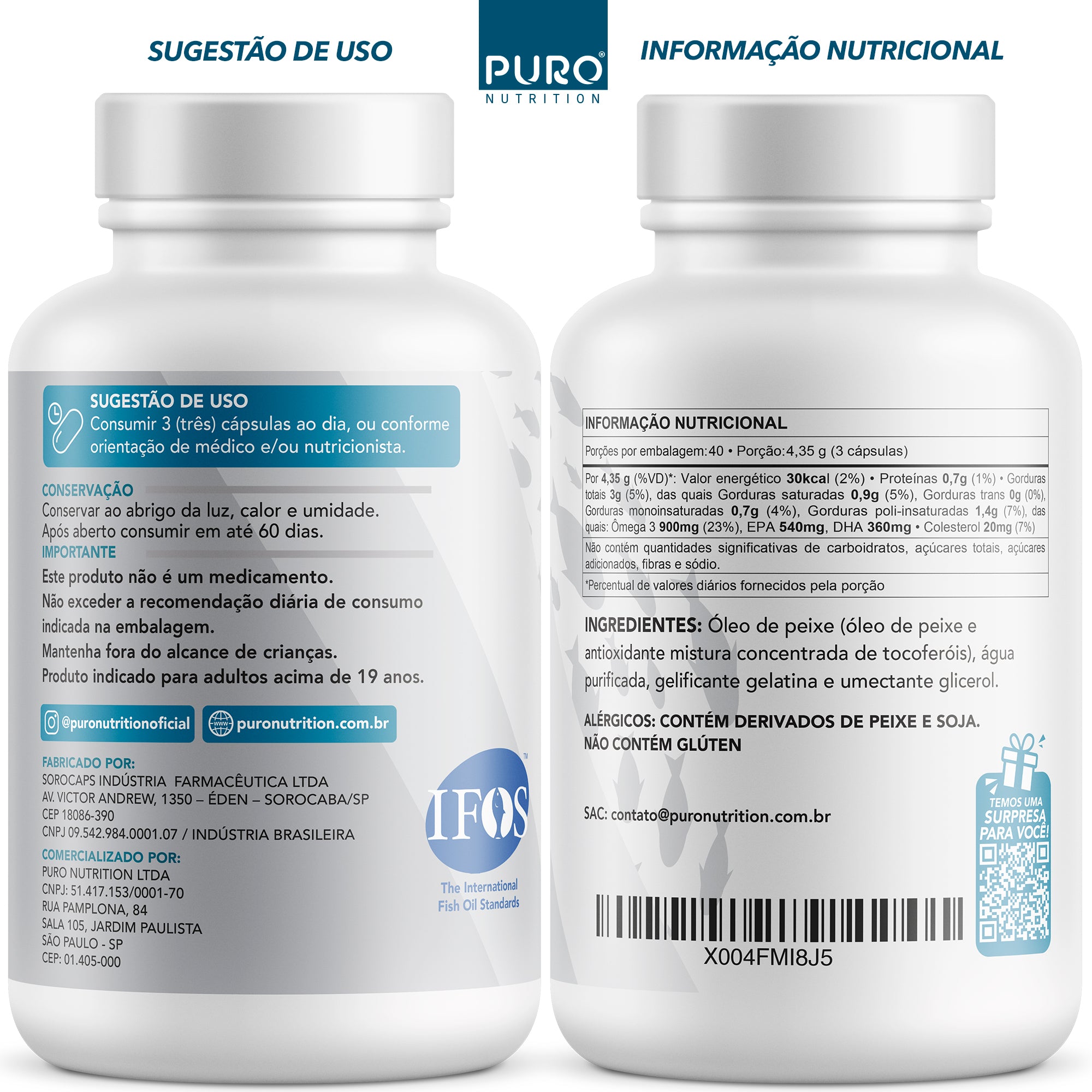 Ômega 3 EPA DHA 1000 mg | 120 Cápsulas | Certificado IFOS