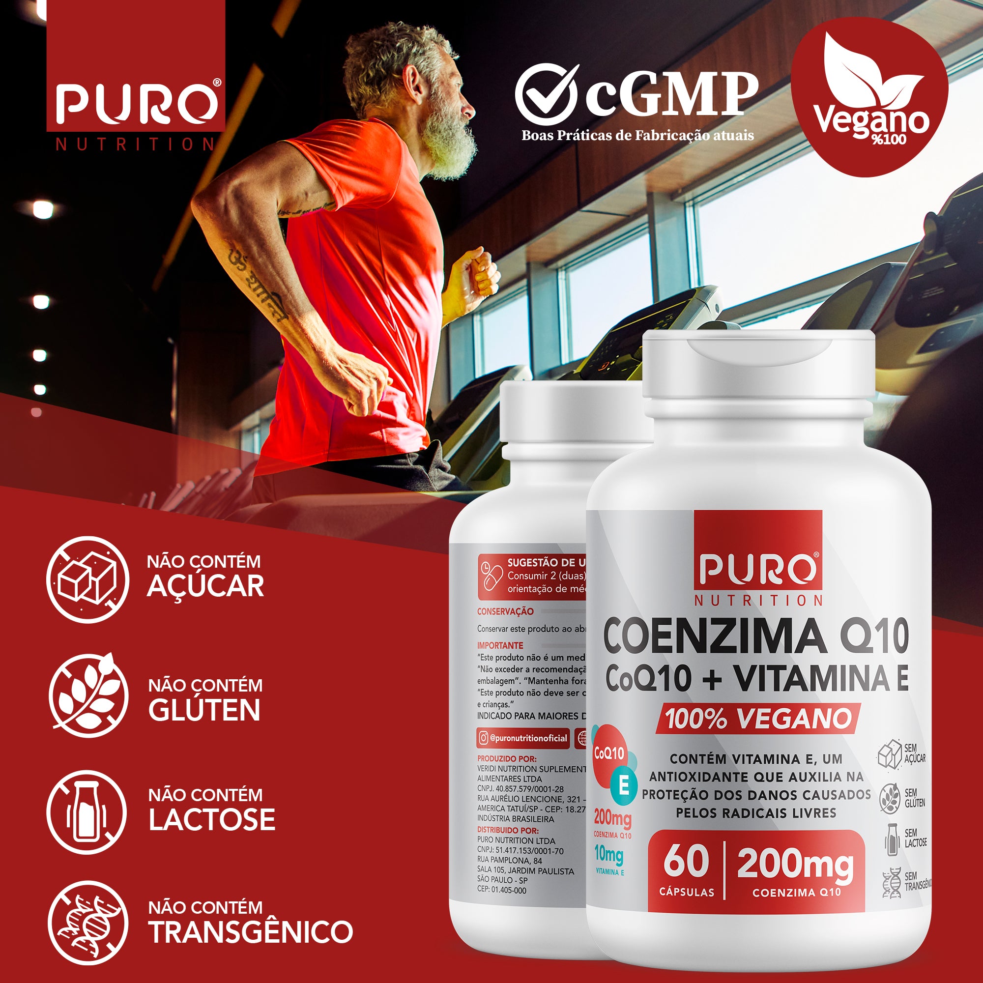 COQ-10: Coenzima Q10 200 mg + Vitamina E | 60 Cápsulas | Suplemento Vegano