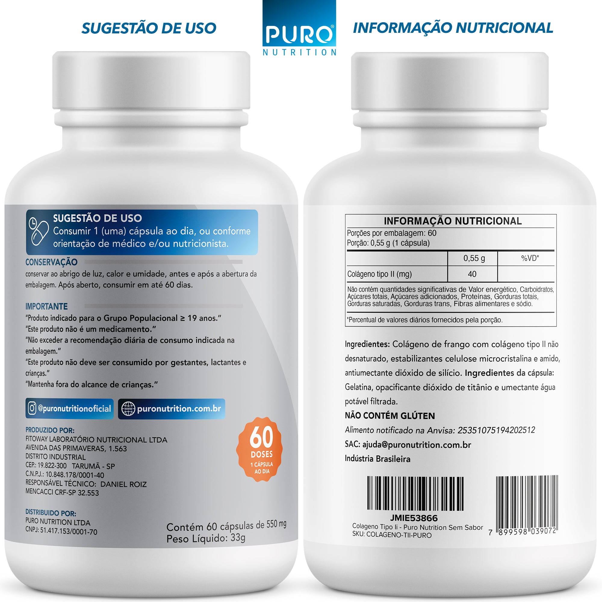 COLÁGENO Tipo II | 40 mg | 60 Cápsulas