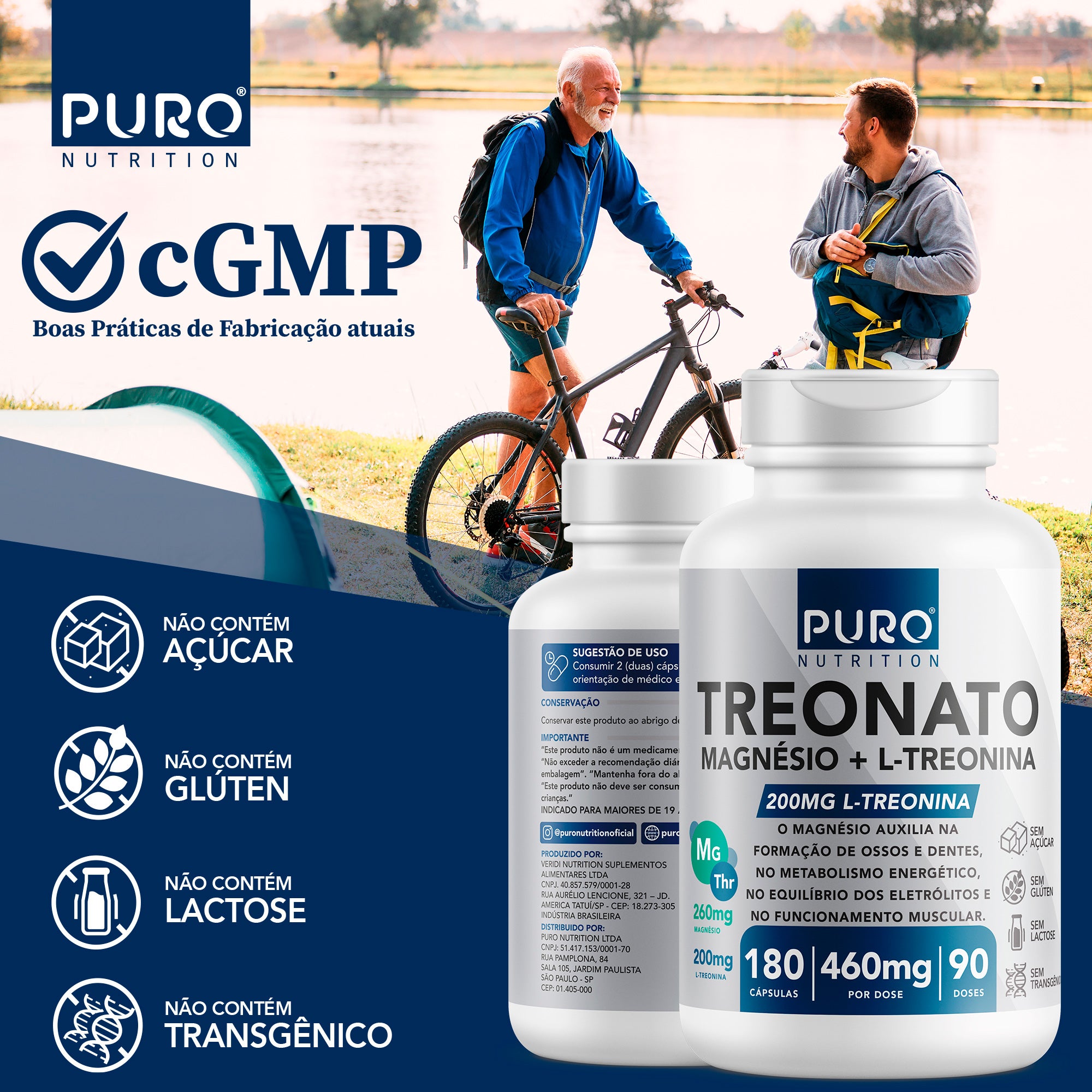TREONATO MAGNÉSIO + L-TREONINA 460mg | 180 Cápsulas
