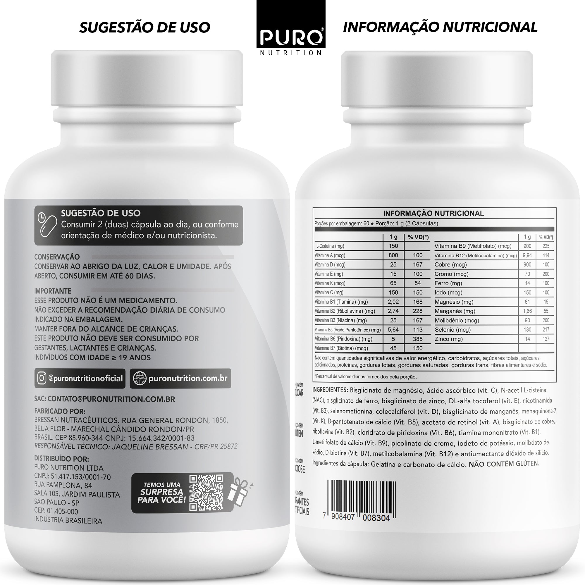 MULTIVITAMÍNICO | 22 Vitaminas e Minerais de A-Z | 120 Cápsulas