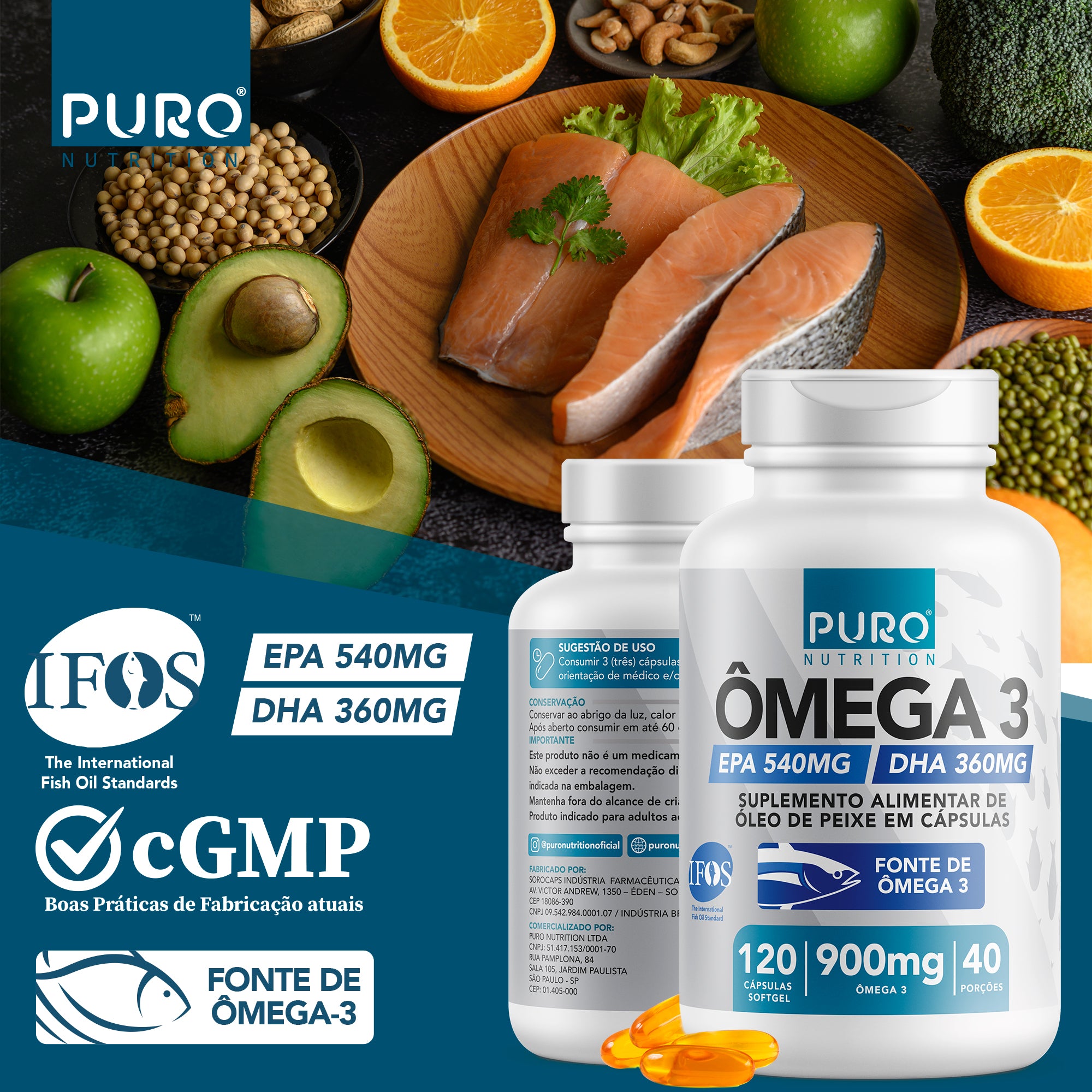 Ômega 3 EPA DHA 1000 mg | 120 Cápsulas | Certificado IFOS