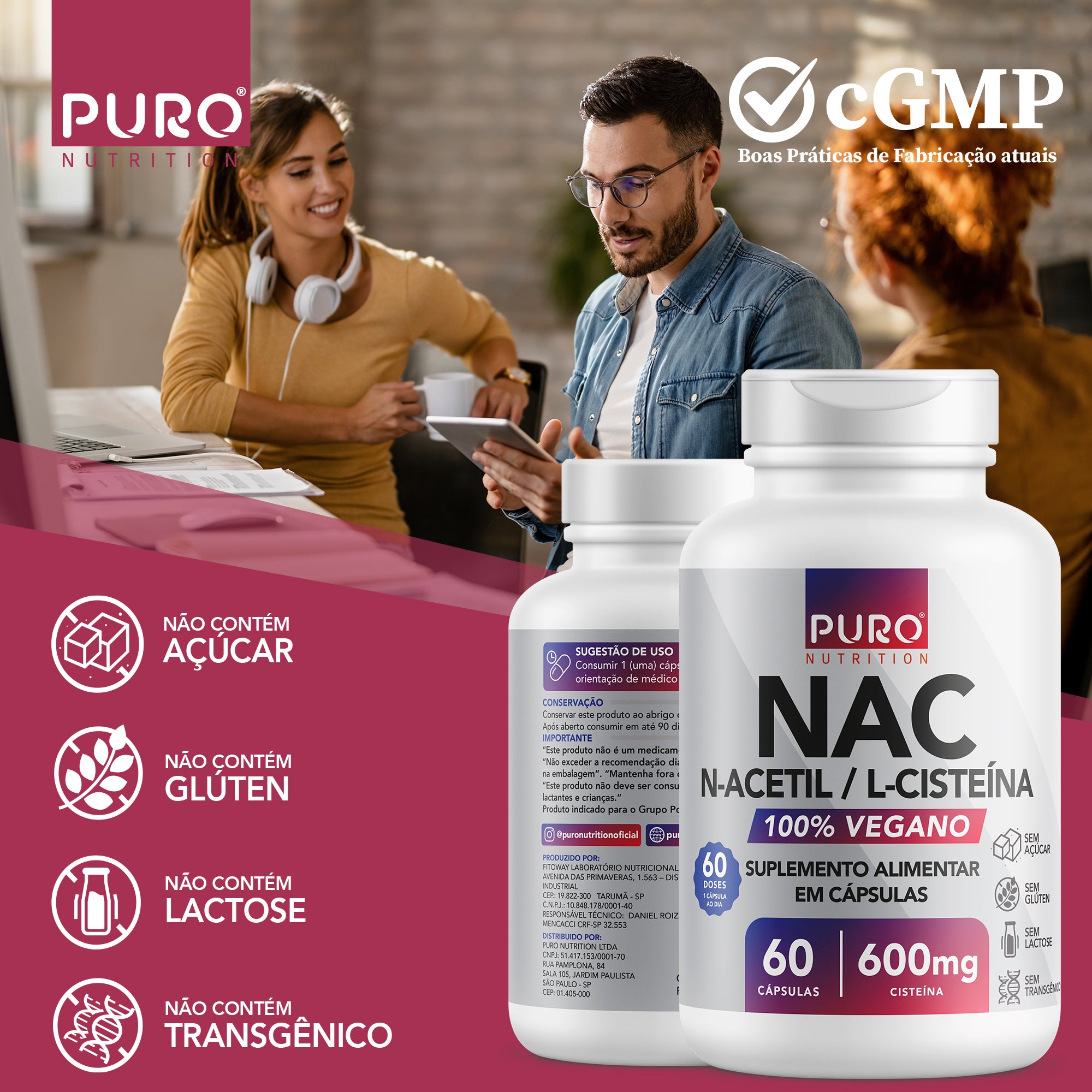 NAC N-Acetil L-Cisteína 600mg | 60 Cápsulas | Suplemento Vegano
