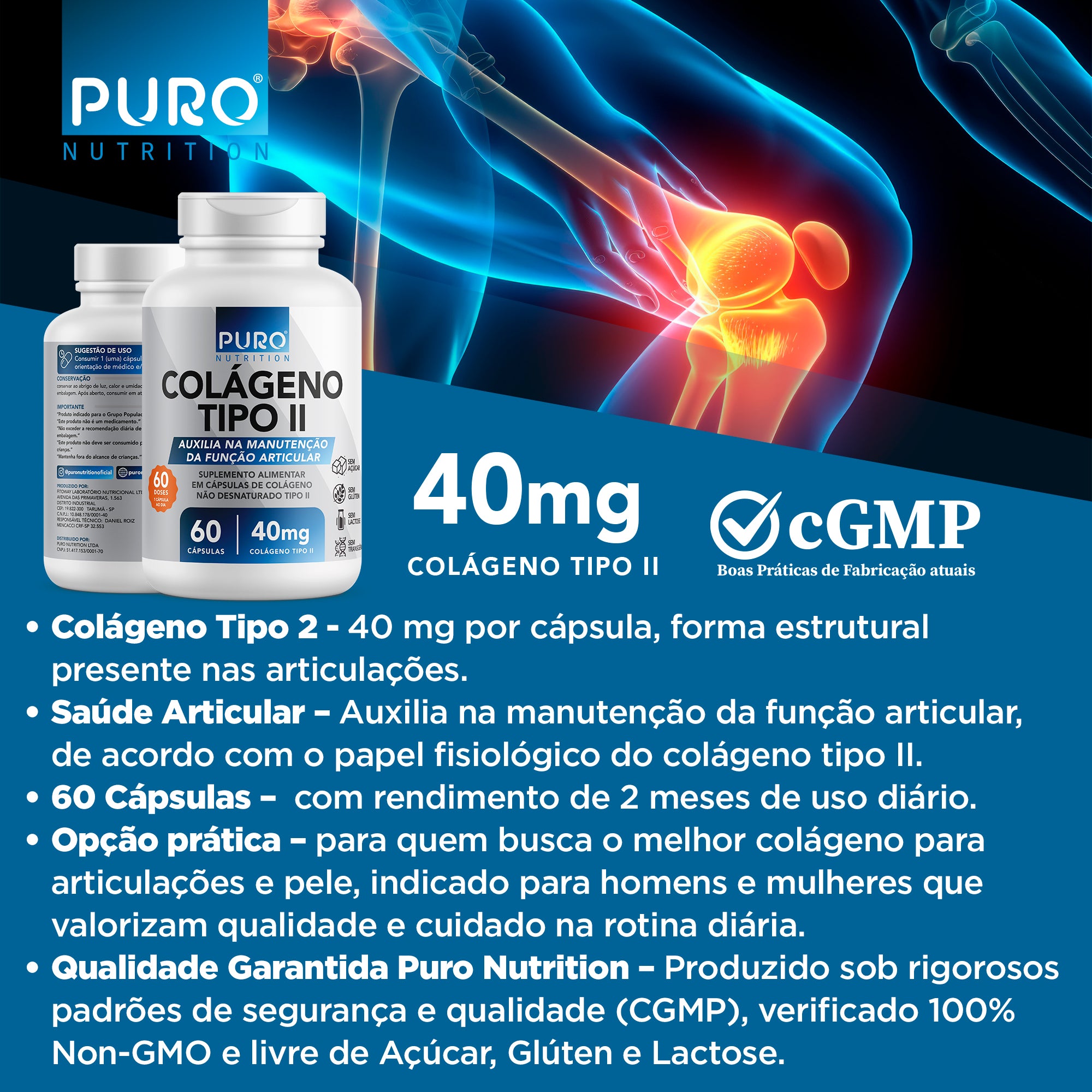 COLÁGENO Tipo II | 40 mg | 60 Cápsulas