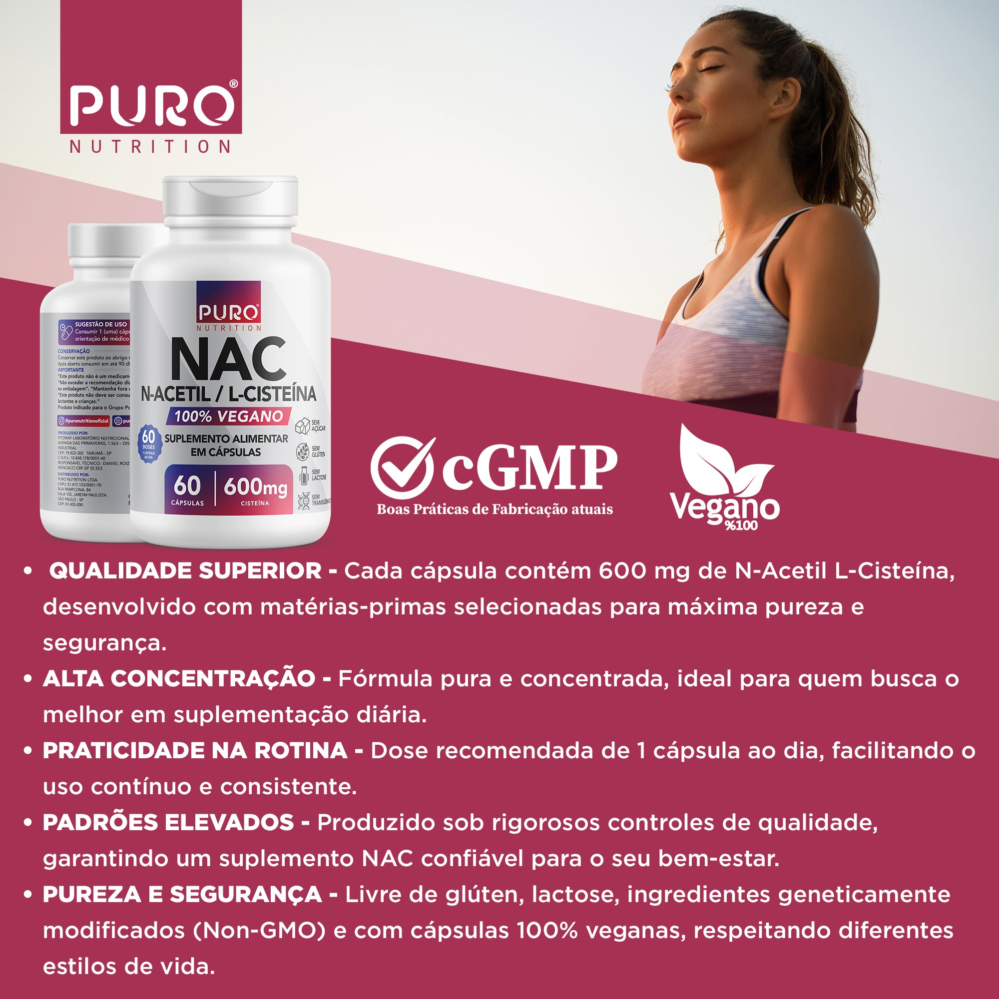 NAC N-Acetil L-Cisteína 600mg | 60 Cápsulas | Suplemento Vegano