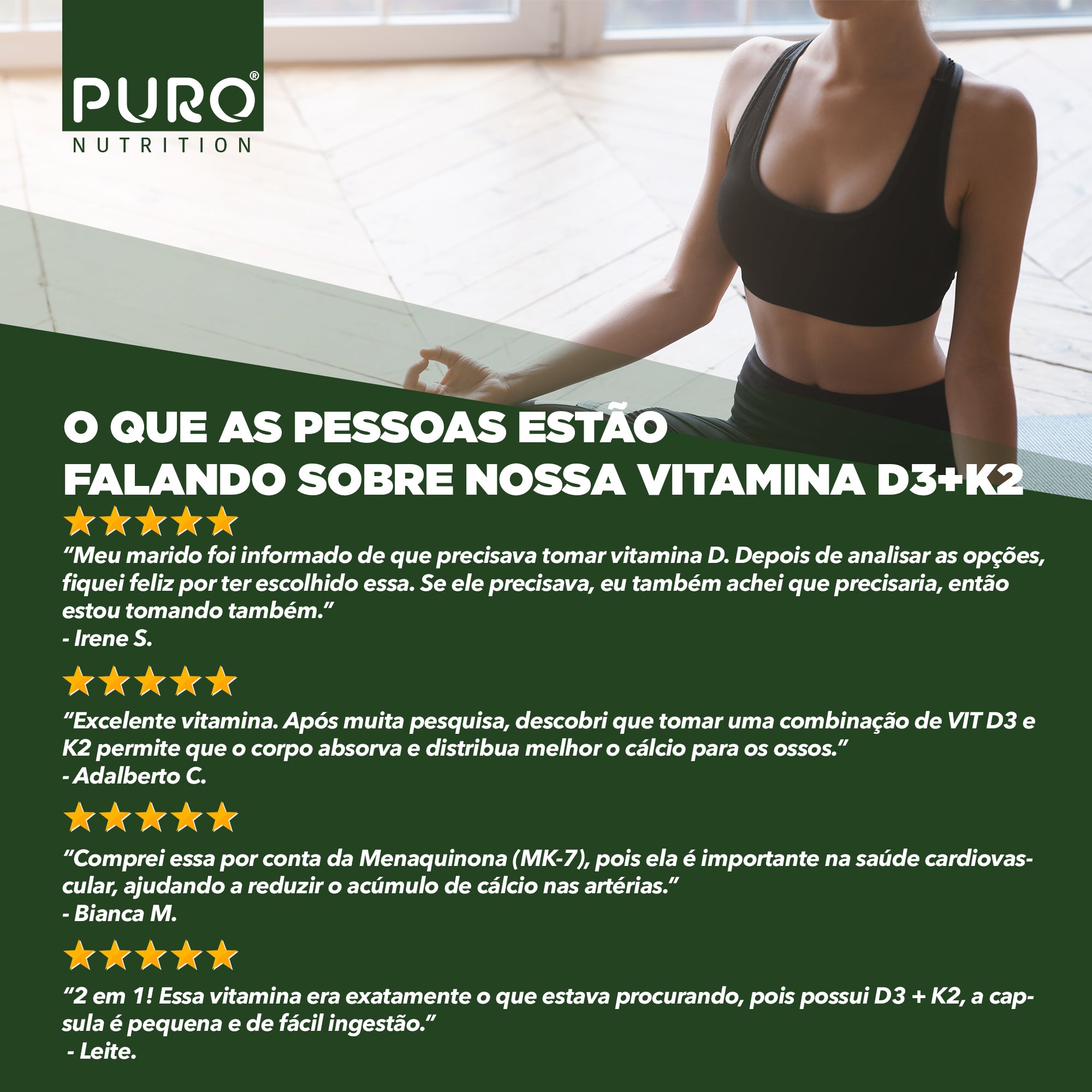 VITAMINA D3 + K2 2000 UI D3 com 100mcg de Vitamina K2 MK-7 | 60 Cápsulas