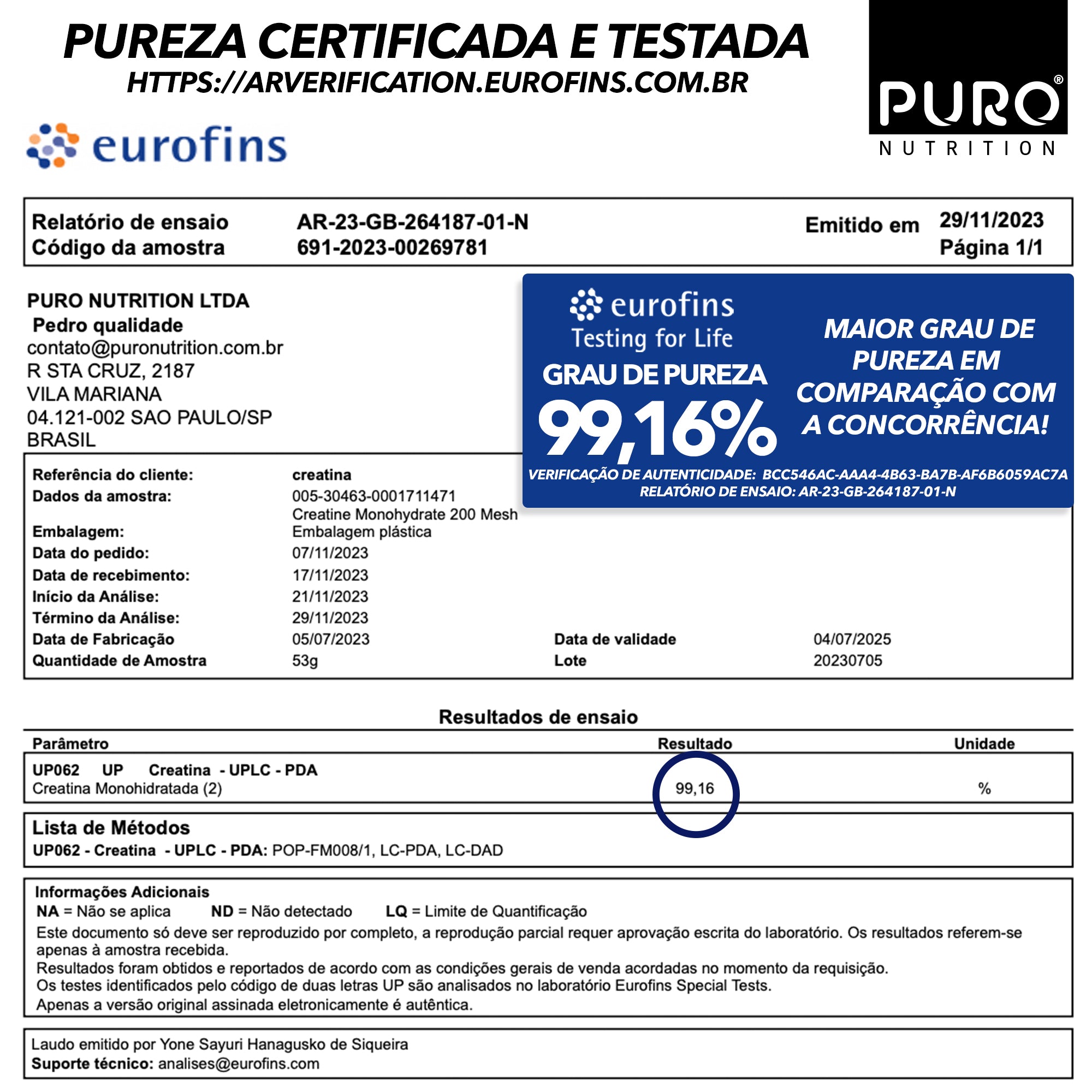 CREATINA Monohidratada em Pó | 100 Doses | Pura e Sem Sabor | 300g
