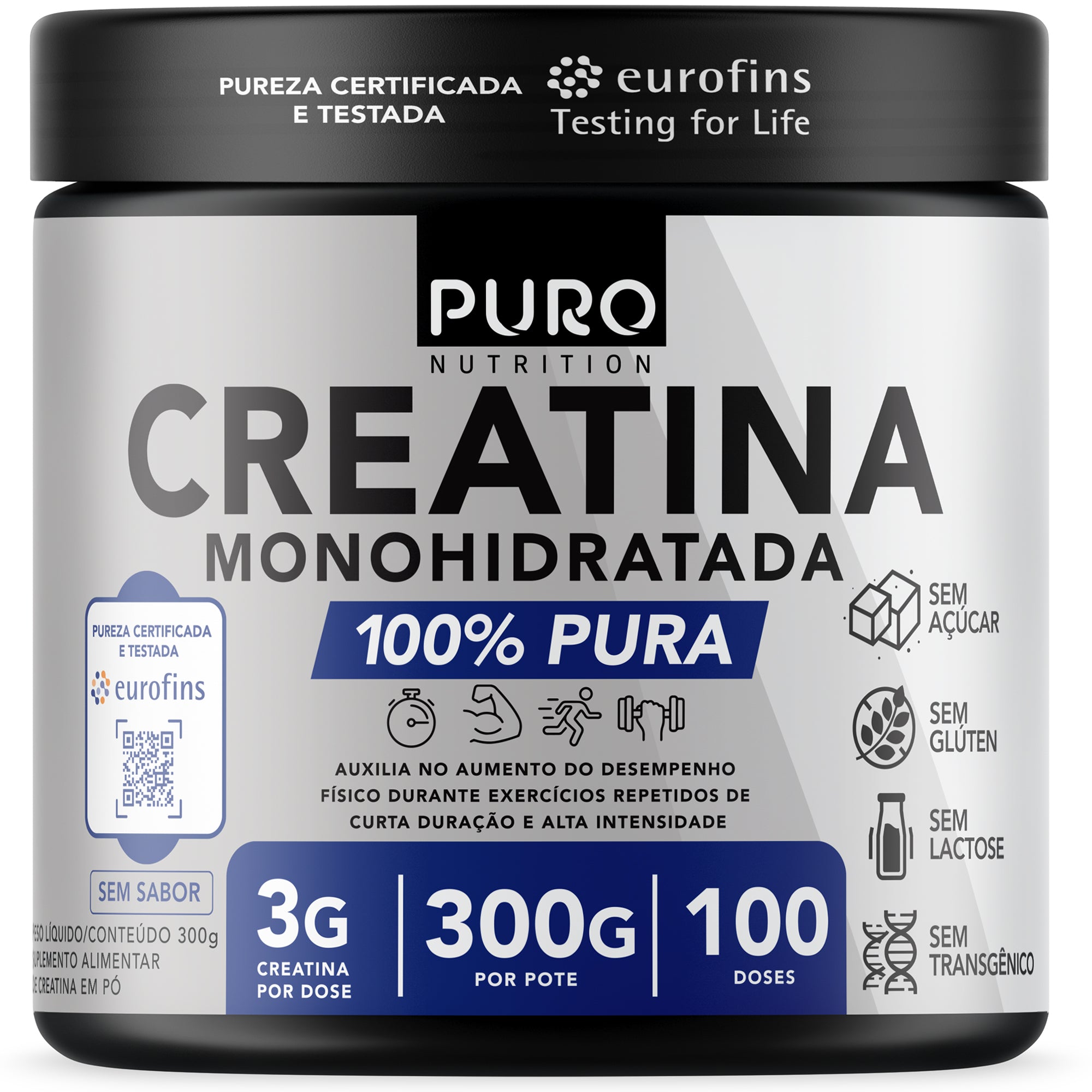 CREATINA Monohidratada em Pó | 100 Doses | Pura e Sem Sabor | 300g